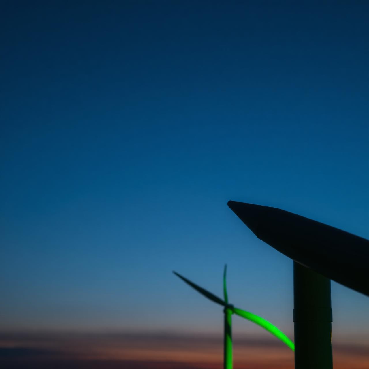 Wind turbine silhouette at twilight
